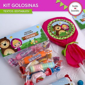 Masha y el Oso: kit etiquetas de golosinas