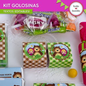 Masha y el Oso: kit etiquetas de golosinas