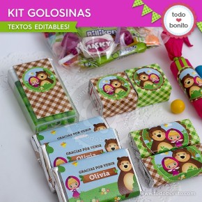 Masha y el Oso: kit etiquetas de golosinas