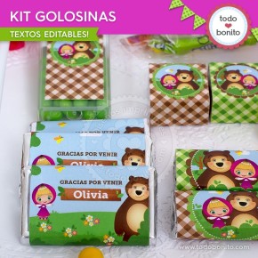 Masha y el Oso: kit etiquetas de golosinas