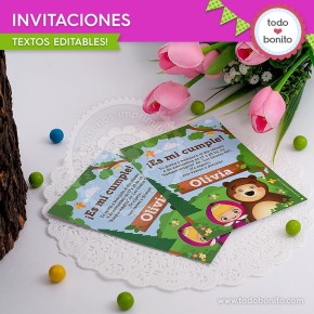 Masha y el Oso: invitación para imprimir