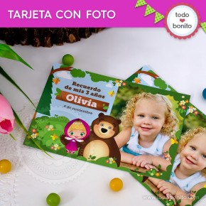 Masha y el Oso: tarjeta con foto