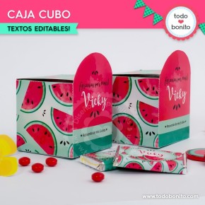 Sandías: cajitas cubo