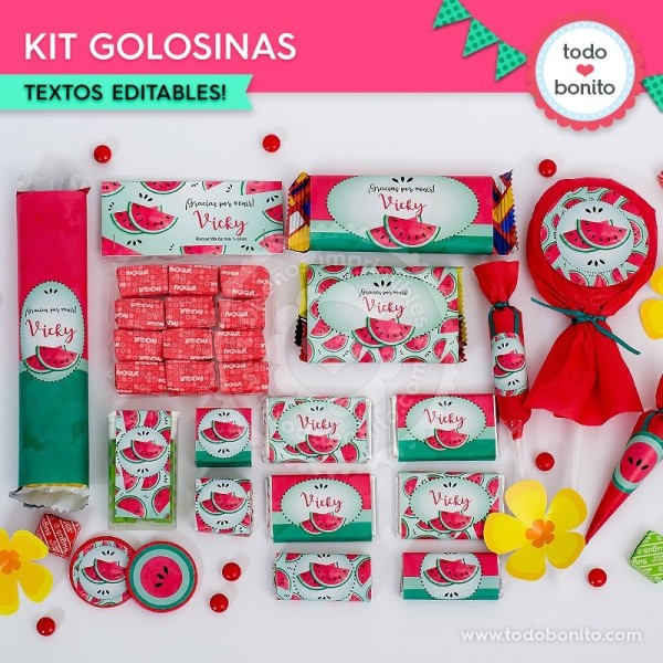 Sandías: kit etiquetas de golosinas