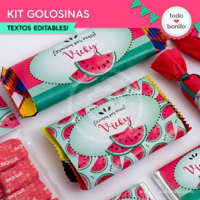 Sandías: kit etiquetas de golosinas