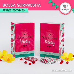 Sandías: bolsas sorpresita para imprimir