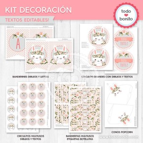 Conejita: kit imprimible decoración