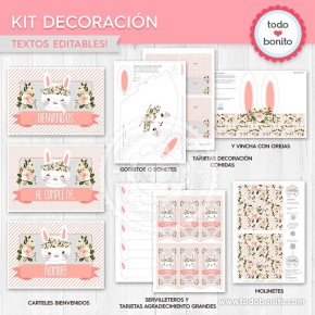 Conejita: kit imprimible decoración