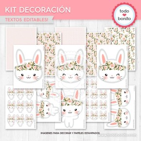 Conejita: kit imprimible decoración