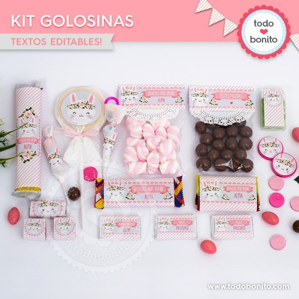 Conejita: kit etiquetas de golosinas