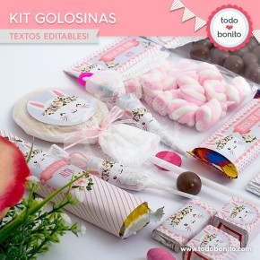 Conejita: kit etiquetas de golosinas