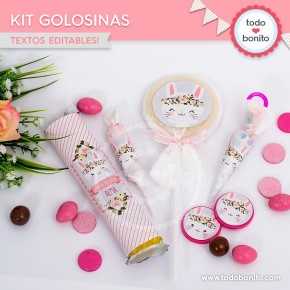 Conejita: kit etiquetas de golosinas