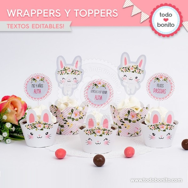 Conejita: wrappers y toppers