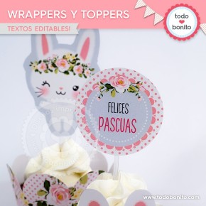 Conejita: wrappers y toppers