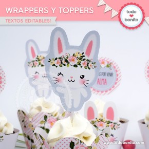 Conejita: wrappers y toppers