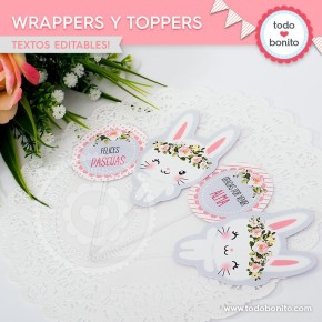 Conejita: wrappers y toppers