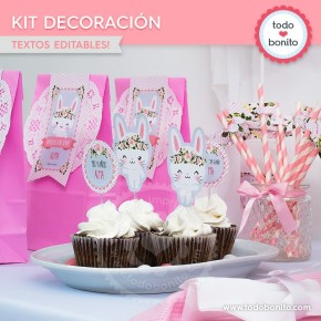 Conejita: kit imprimible decoración