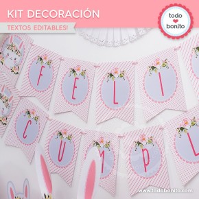 Conejita: kit imprimible decoración