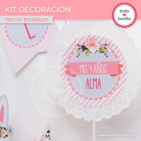 Conejita: kit imprimible decoración