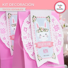 Conejita: kit imprimible decoración