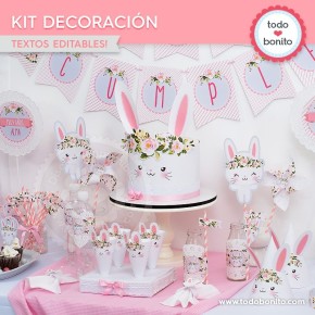 Conejita: kit imprimible decoración