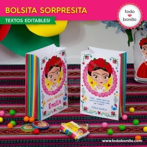 Frida: bolsas sorpresita para imprimir