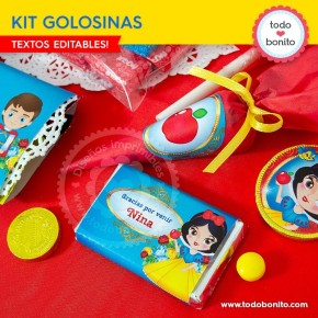 Blanca Nieves: kit etiquetas de golosinas