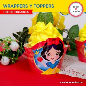 Blanca Nieves: wrappers y toppers para cupcakes