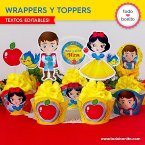 Blanca Nieves: wrappers y toppers para cupcakes