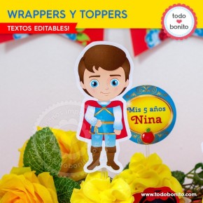 Blanca Nieves: wrappers y toppers para cupcakes