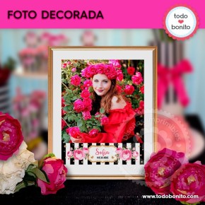 Rayas  y flores fucsia: foto decorada