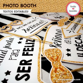 Photo Booth 50 Años Imprimible Cumple Props Glitter