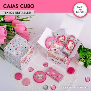 Gatita princesa cool: cajita cubo