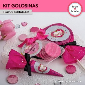 Gatita princesa cool: kit etiquetas de golosinas