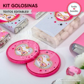 Gatita princesa cool: kit etiquetas de golosinas