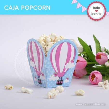 Globos aerostáticos rosa: cajita popcorn