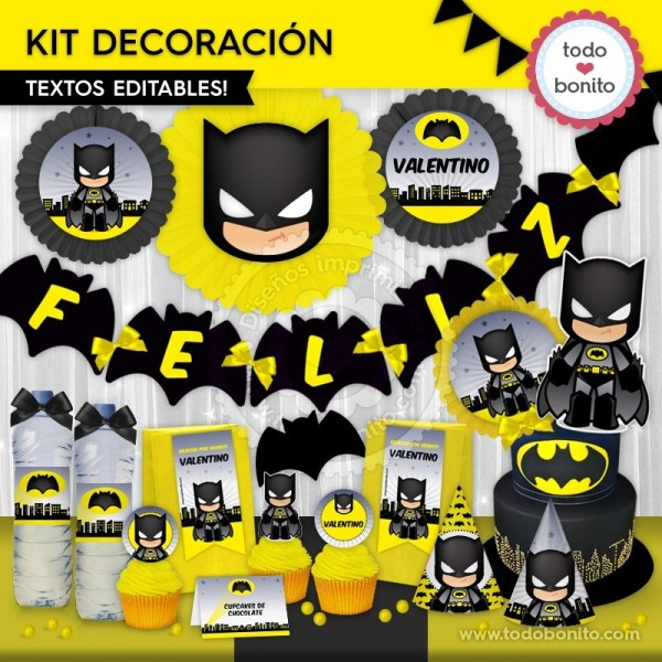Batman: kit imprimible decoración de fiesta