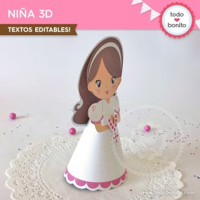 Comunión Niña Rosa: Niña 3D