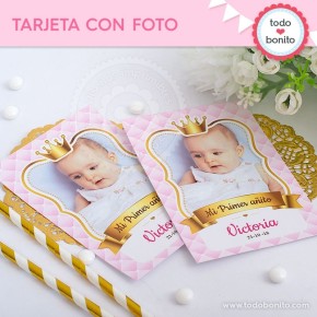 Coronita rosa: tarjeta con foto