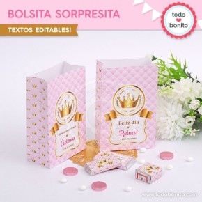 Coronita rosa: bolsas sorpresita para imprimir