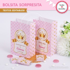 Coronita rosa: bolsas sorpresita para imprimir