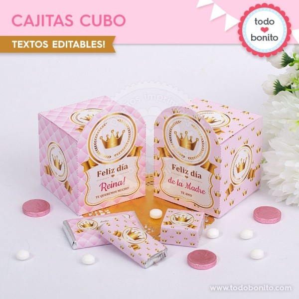 Coronita rosa: cajita cubo