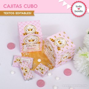 Coronita rosa: cajita cubo