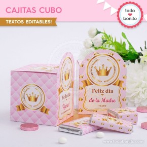 Coronita rosa: cajita cubo