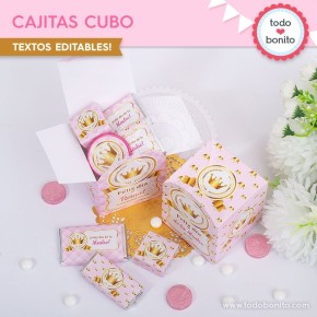 Coronita rosa: cajita cubo