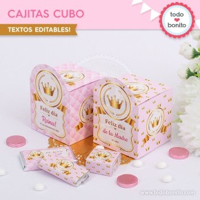 Coronita rosa: cajita cubo