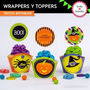 Halloween: wrappers y toppers para cupcakes