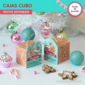 Dulce Navidad: cajitas cubo