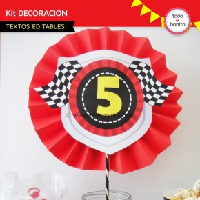 Autos de Carrera: decoración de fiesta para imprimir