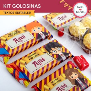 Harry Potter: kit etiquetas de golosinas